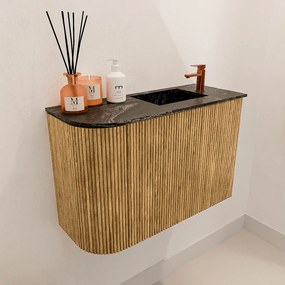 Mondiaz Joya DLux 60cm toiletmeubel ronding links oak met wastafel faye rechts 1 kraangat lava