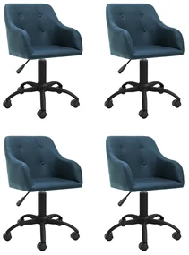 vidaXL Eetkamerstoelen draaibaar 4 st stof blauw