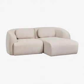 Rechte Modulaire Chaise Longue Bank Van 2 Delen In Chenille Coquette Stof Chenille Beige – Crème - Sklum