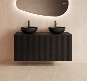 Gliss Design Hybris badkamermeubel met ribbelfront 120cm black veneer