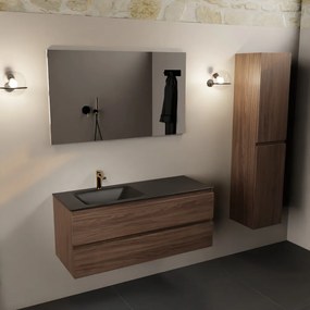 Mondiaz Aivy badmeubel 120cm mocha met wastafel solid surface urban links 1 kraangat en spiegel