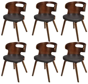 vidaXL Eetkamerstoelen 6 st kunstleer bruin