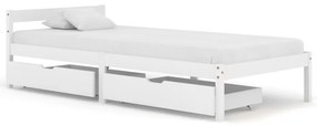 vidaXL Bedframe met 2 lades massief grenenhout wit 90x200 cm