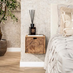 Hangend Nachtkastje Hout Met Grote Lade - 30x29x25cm.