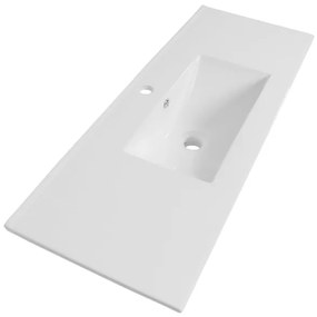Brauer Frost Meubelwastafel - 101x40x2cm - overloop - ondiep - 1 wasbak midden - 1 kraangat - keramiek - wit WT-FRO1001HW