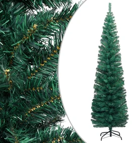 vidaXL Kunstkerstboom met LED's en kerstballen smal 180 cm groen