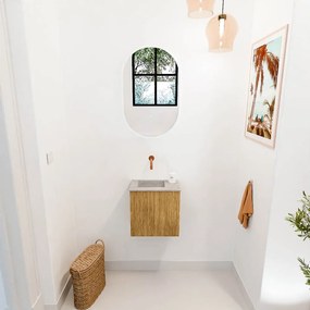 Mondiaz Joya DLux 40cm toiletmeubel oak met wastafel faye links zonder kraangat glace