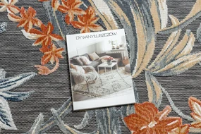 Tapijt Structural BOTANIC 65262 bloemen, plat geweven op het balkon, terras - zwart