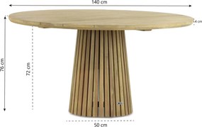 Dining Tuintafel rond 140 cm Ø Old teak greywash Fungo