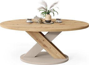 Mazzoni LOXA Artisan Eiken / Kasjmier - OVALE SALONTAFEL 120x65 cm