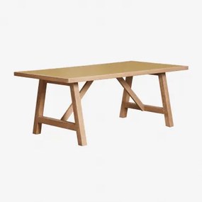 Rechthoekige Eettafel In Dubai Acaciahout Geel – Messing & 200 X 100 Cm - Sklum