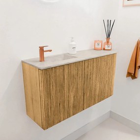 Mondiaz Joya DLux 80cm toiletmeubel ronding rechts oak met wastafel faye links 1 kraangat ostra