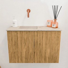 Mondiaz Joya DLux 60cm toiletmeubel oak met wastafel faye links zonder kraangat frappe
