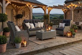 Stoel en Bank Loungeset 4 personen Wicker Grijs  Garden Collections New Castle