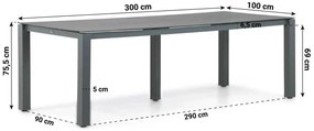 Dining Tuintafel rechthoekig 300 x 100 cm Aluminium/HPL Grijs Santika Yoko