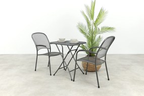 Carlo stapelbare balkonset 3-delig strekmetaal 60x60 cm. - Antraciet