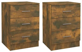 vidaXL Nachtkastjes 2 st 38x35x56 cm bewerkt hout gerookt eikenkleurig