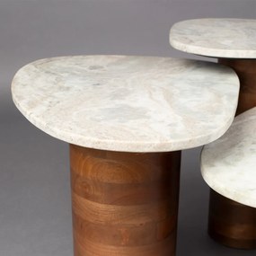Dutchbone Suki Bijzettafel Set Organisch Marmer - 73 X 41cm.