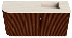 Mondiaz Joya DLux 80cm toiletmeubel ronding links ruby met wastafel faye rechts zonder kraangat meli