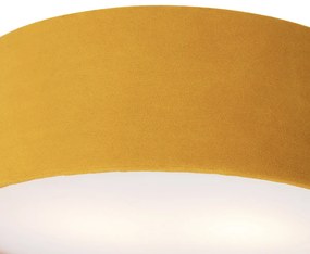 Stoffen Moderne plafondlamp oker 30 cm met gouden binnenkant - Drum Modern E27 cilinder / rond Binnenverlichting Lamp