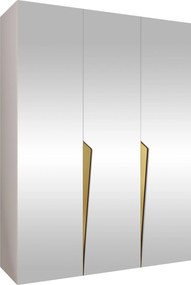 Kledingkast Hartford 614, Wit, Gouden, 202x150x52cm, 104.8 kg, Kledingkast deuren: Met scharnieren