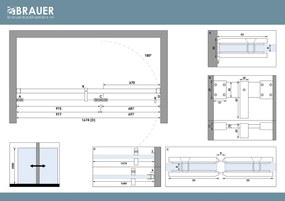 Brauer Void profielloze nisdeur 170cm met draaideur 70cm aan glas chroom