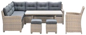 Garden Impressions Alaska lounge dining set 6-delig links - light teak vironwood