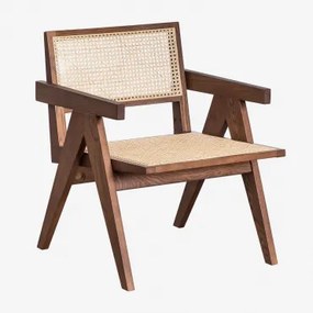 Lali Fauteuil Van Essenhout En Rotan Met Armleuningen Donker Hout - Sklum