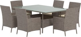 The Outsider tuinset-rens-5-delig-4-personen-bruin-wicker-glas-the-outsider