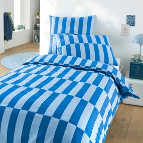 Kinderdekbedovertrek in 50% gerecycled katoen, TABAKA BLEU