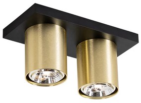 Moderne plafondSpot / Opbouwspot / Plafondspot zwart met goud 2-lichts - Tubo Modern GU10 Binnenverlichting Lamp