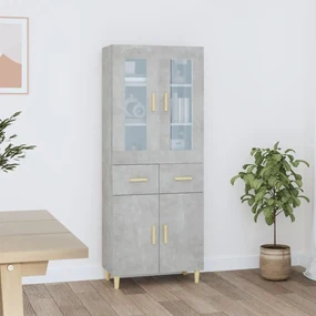 vidaXL Hoge kast 69,5x34x180 cm bewerkt hout betongrijs