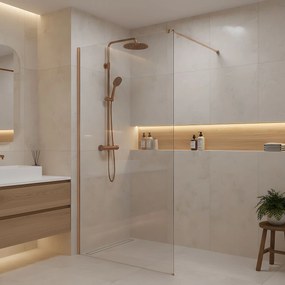 Walk-in douchewand Rea Flexi Transparent / Brush Copper 70