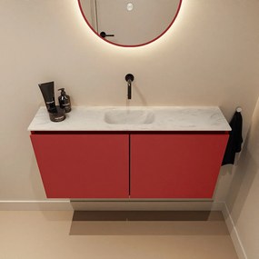 Mondiaz Ture DLux toiletmeubel 100cm fire met wastafel opalo midden zonder kraangat