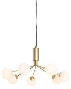 QAZQA Moderne hanglamp goud met opaal glas 7-lichts - Coby Modern G9 rond Binnenverlichting Lamp