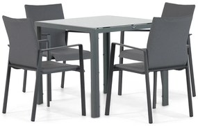 Tuinset 4 personen 85 cm Aluminium/textileen Grijs Lifestyle Garden Furniture Rome/Venustas