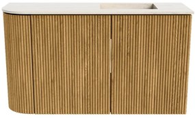 Mondiaz Joya DLux 70cm toiletmeubel ronding links oak met wastafel faye rechts 1 kraangat meli