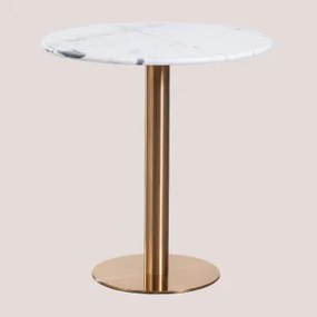Cosmopolitan Ronde Marmeren Bartafel Wit Marmer Guangxi & Ø70 Cm & Roségoud - Sklum
