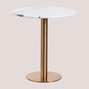 Ronde Bartafel Van Natuurlijk Steen Xiren Guangxi Wit Marmer - Geborsteld Roségoud & Ø70 Cm - Sklum