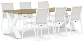 Tuinset 6 personen 240 cm Aluminium/textileen Wit Lifestyle Garden Furniture Fiora/Cardiff