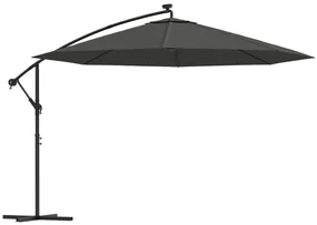vidaXL Zweefparasol met LED-verlichting metalen paal 350 cm antraciet