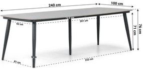 Tuinset 6 personen 240 cm Aluminium/wicker Grijs Santika Furniture Santika Tika