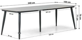 Tuinset 6 personen 240 cm Aluminium/wicker Grijs Lifestyle Garden Furniture Advance/Vienna