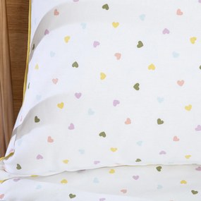 Kussensloop voor babybed, biologisch katoen, hartjesprint, SCACCO