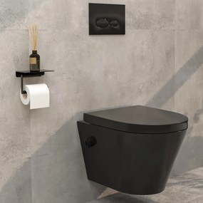 Mueller Afesta randloos toiletpot met bidetsproeier warm/koud en softclose zitting zwart mat