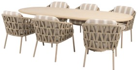 Hampton Beverly dining tuinset 240x105xH75 cm 7 delig mortex latte 4 Seasons Outdoor