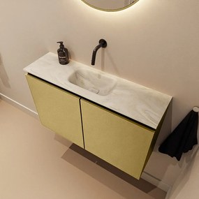 Mondiaz Ture DLux toiletmeubel 80cm oro met wastafel ostra midden zonder kraangat