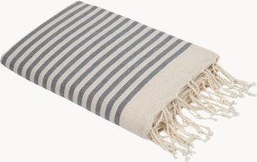 Katoenen hammamdoek Hossegor met streeppatroon en franjes