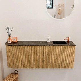 Mondiaz Joya DLux 110cm toiletmeubel ronding links oak met wastafel faye rechts 1 kraangat lava