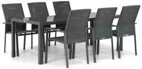 Tuinset 6 personen 210 cm Aluminium/textileen Grijs Presto Ricadi/Mondello